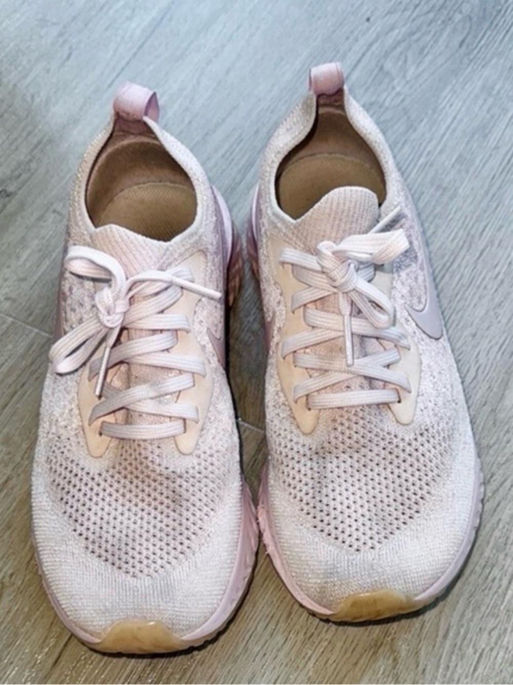 Nike Women's Light Pink Knit Running Sneakers - Picture 2 of 7